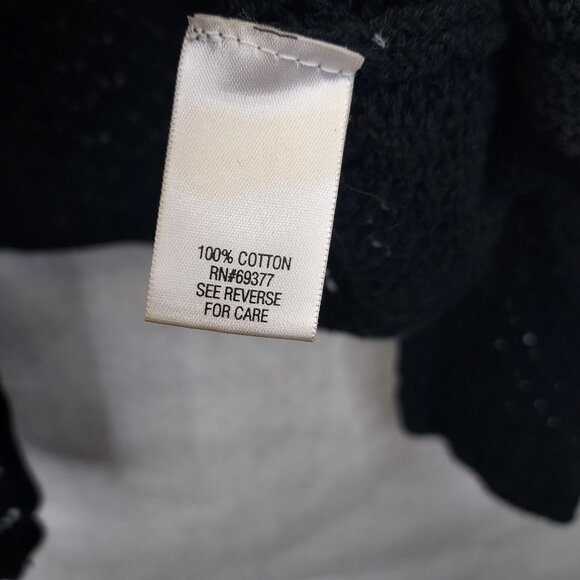 Croft & Barrow Open Knit Cardigan Womens L Sweater Black 1 Button Cotton Crochet - Picture 11 of 16